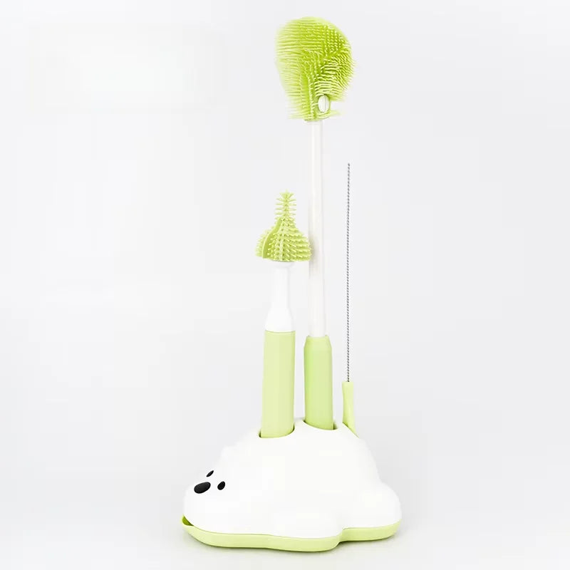 Newborn Bottle Brush Silicone Brush for Baby Bottle Pacifier Cleaning Brush Nipple Dropper Brushes Set with Base Baby Item