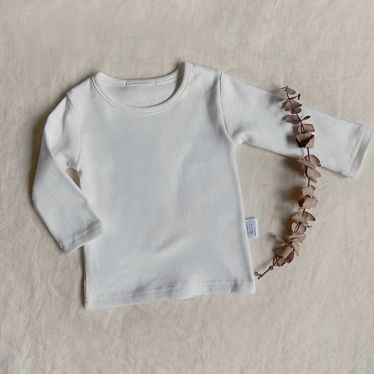 0 to 24M 2020 Kids Autumn Winter T-shirts Children Baby Boy Girls Clothes Pullover Long Sleeve Solid Cotton Warm Clothing Tops