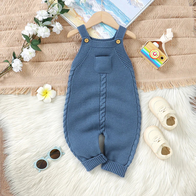 Baby Rompers for Boys Girls Solid Sleeveless Knitted Jumpsuits Playsuits 0-18m One Piece Newborn Netural Outfits Toddler Clothes