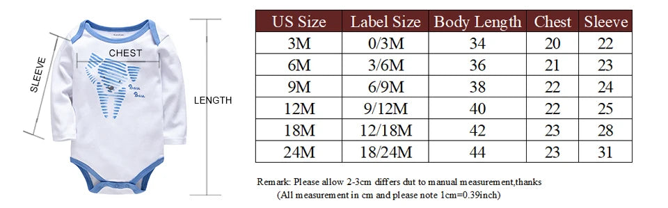 Kavkas Long Sleeve Baby Boy Clothes Set 3 Pcs/lot 100% Cotton Cool Fox Print O-Neck Boy Bodysuit Infant Costume