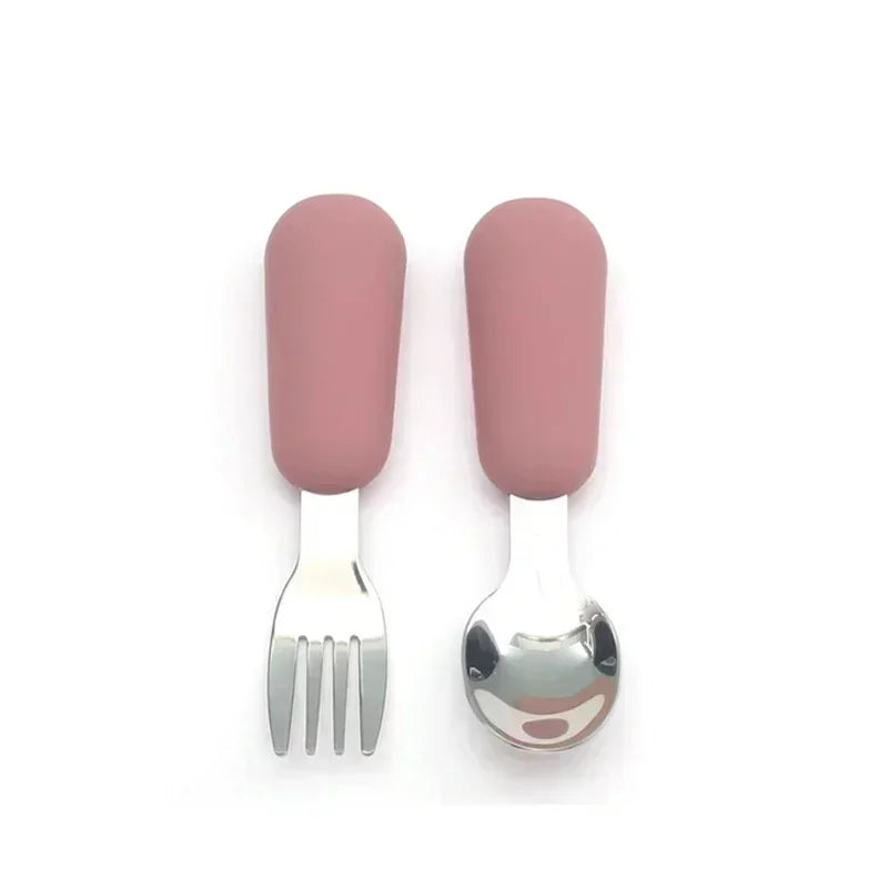 Baby Cartoon Tableware Set Children Utensil Stainless Steel Toddler Dinnerware Cutlery Cartoon Infant Food Feeding Spoon Fork