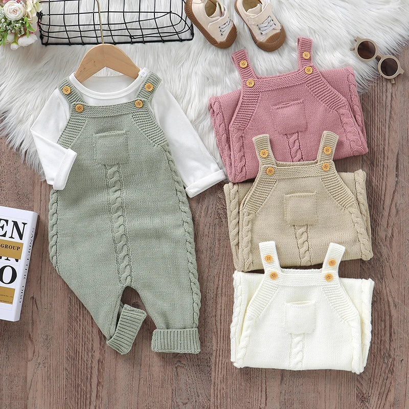 Baby Rompers for Boys Girls Solid Sleeveless Knitted Jumpsuits Playsuits 0-18m One Piece Newborn Netural Outfits Toddler Clothes