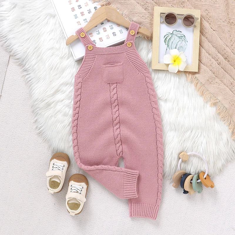 Baby Rompers for Boys Girls Solid Sleeveless Knitted Jumpsuits Playsuits 0-18m One Piece Newborn Netural Outfits Toddler Clothes