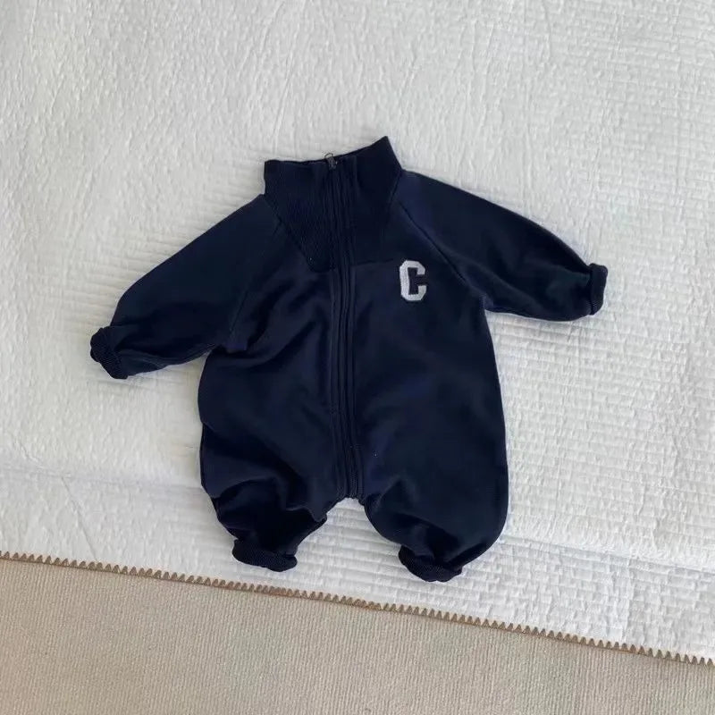 MILANCEL Autumn Baby Clothes Letter Print Boys Rompers Front Zipper Infant Boys Jumpsuits Toddler Outfit