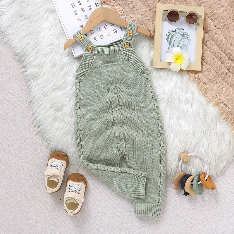 Baby Rompers for Boys Girls Solid Sleeveless Knitted Jumpsuits Playsuits 0-18m One Piece Newborn Netural Outfits Toddler Clothes