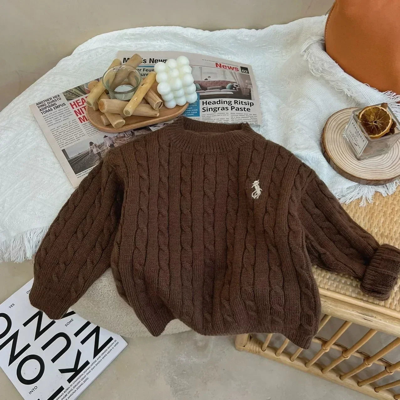Autumn Winter Kids Baby Boy Girl Cute Embroidery Thickening Sweaters Trend Casual Loose Pullover Toddler Childrens Warm Sweater