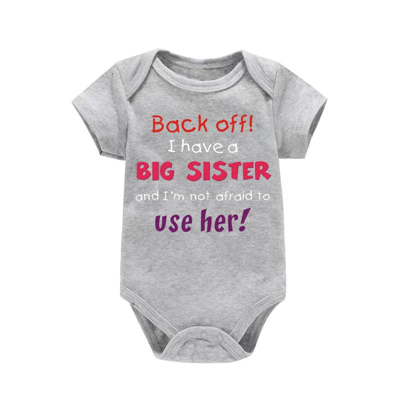 I Have A Big Sister Funny Letter Printed Newborn Baby Bodysuit Short Sleeves Body Baby Boy Onesie Cute Baby Girl Romper Clothes
