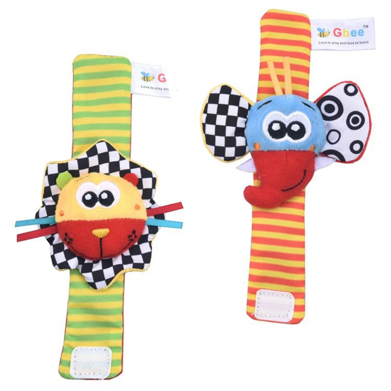 Baby Wrist Rattles Socks Newborn Animal Socks Infants Foot Finder Wrist Strap Baby Socks Sensory Toys Baby Toys 0-12 Months Gift