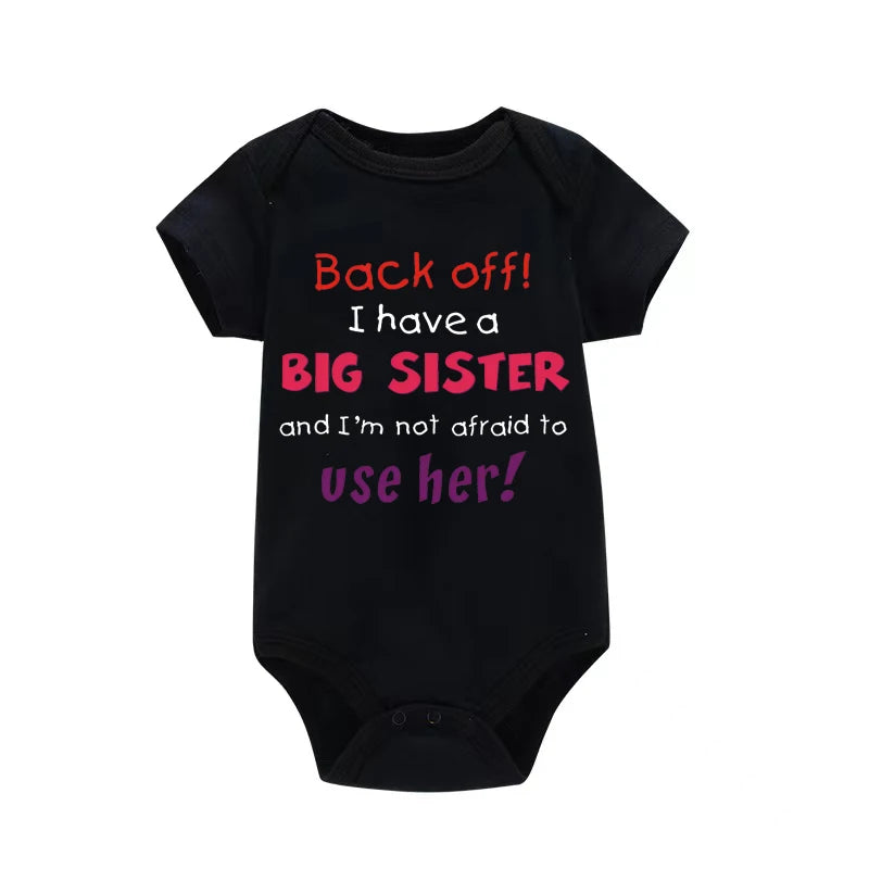 I Have A Big Sister Funny Letter Printed Newborn Baby Bodysuit Short Sleeves Body Baby Boy Onesie Cute Baby Girl Romper Clothes
