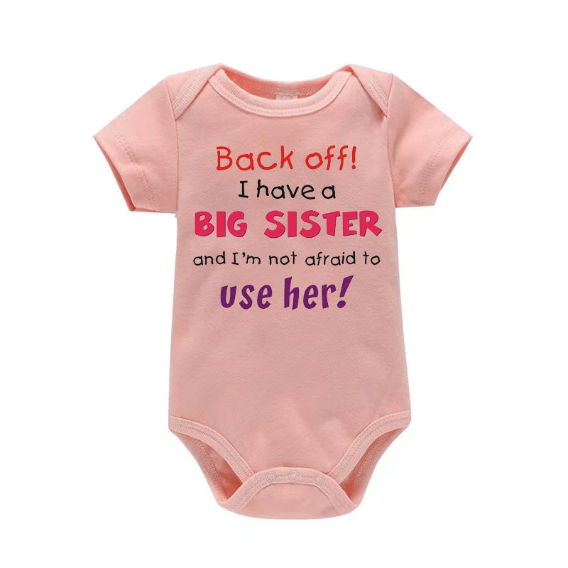 I Have A Big Sister Funny Letter Printed Newborn Baby Bodysuit Short Sleeves Body Baby Boy Onesie Cute Baby Girl Romper Clothes
