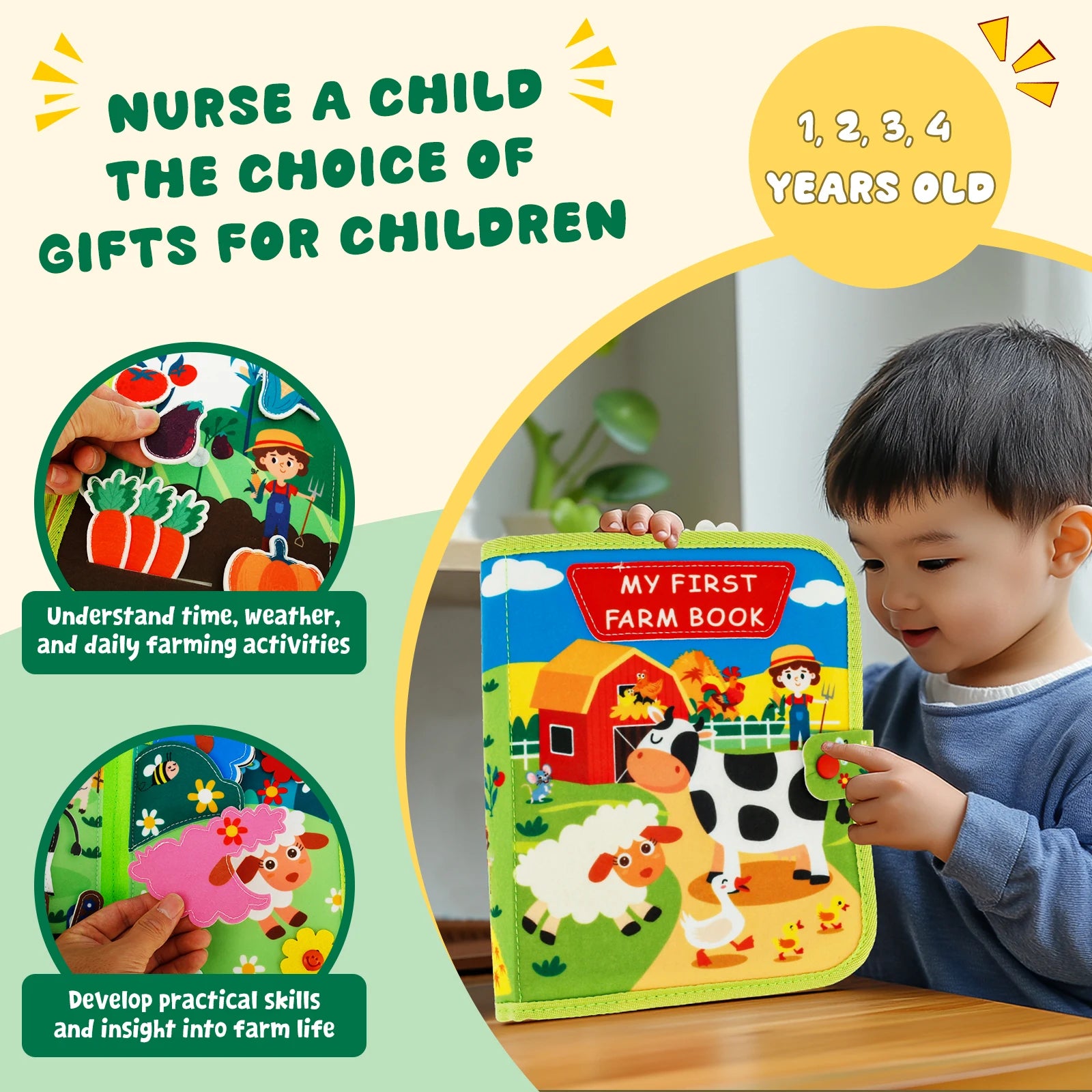 Baby Felt Books Educational Sensory Toy Animals Sensory Books Early Development Interactive Quiet Books Educational Sensory Toy