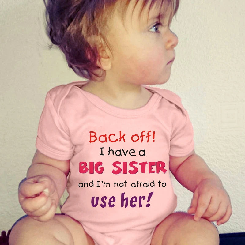 I Have A Big Sister Funny Letter Printed Newborn Baby Bodysuit Short Sleeves Body Baby Boy Onesie Cute Baby Girl Romper Clothes