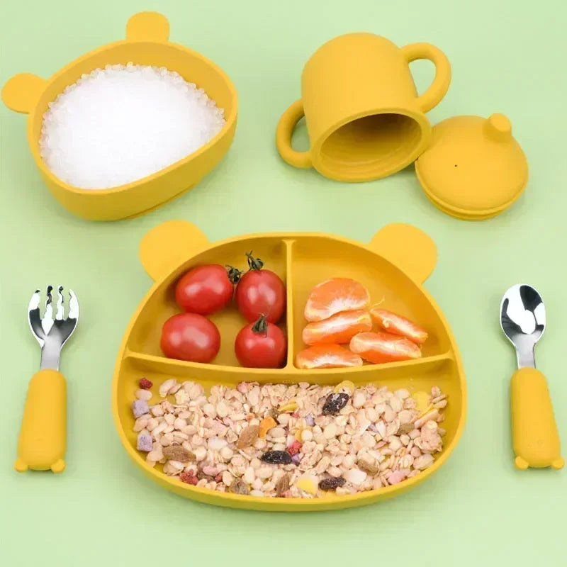 Baby Cartoon Tableware Set Children Utensil Stainless Steel Toddler Dinnerware Cutlery Cartoon Infant Food Feeding Spoon Fork