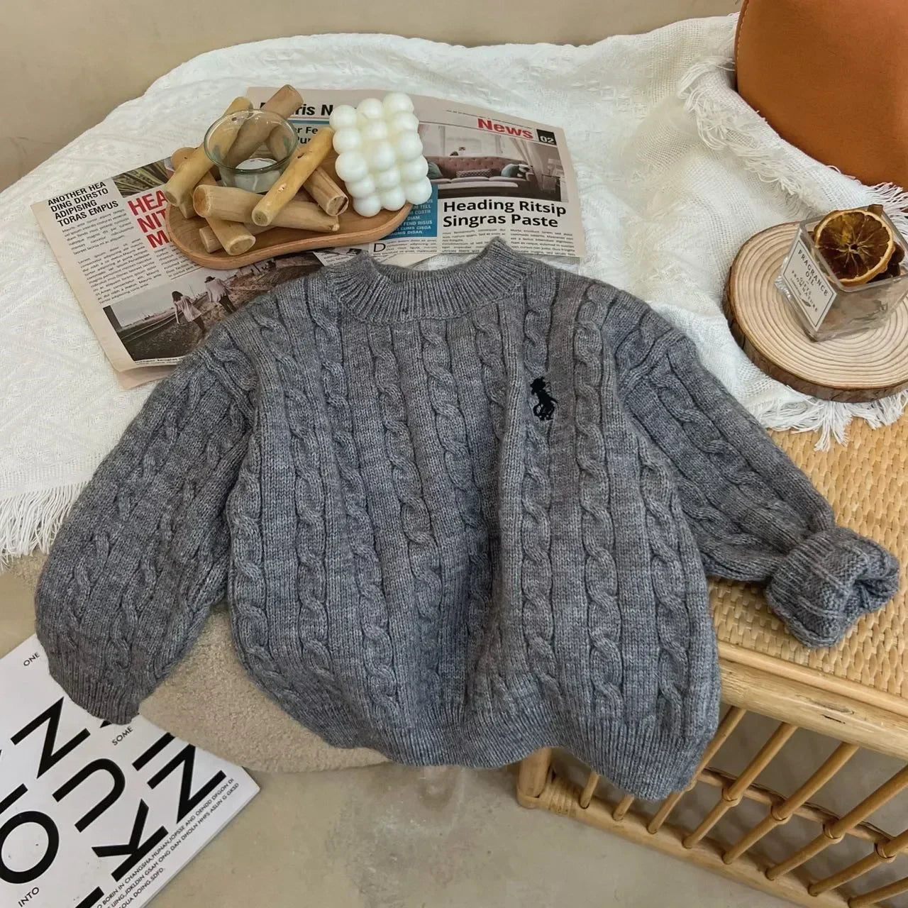 Autumn Winter Kids Baby Boy Girl Cute Embroidery Thickening Sweaters Trend Casual Loose Pullover Toddler Childrens Warm Sweater
