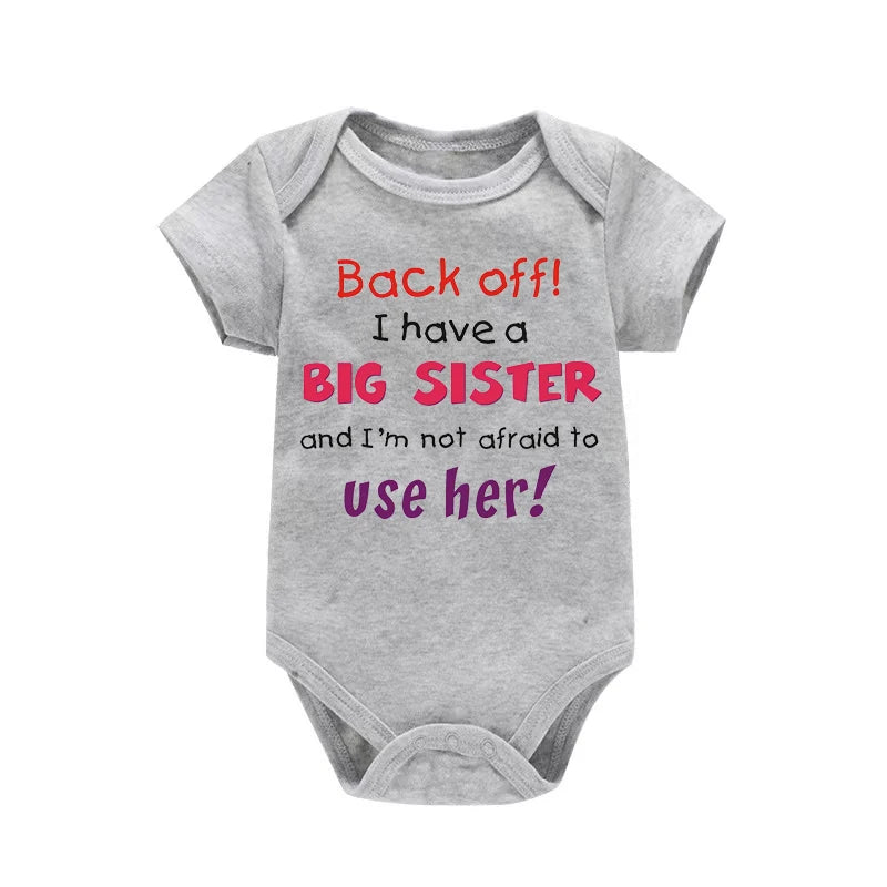 I Have A Big Sister Funny Letter Printed Newborn Baby Bodysuit Short Sleeves Body Baby Boy Onesie Cute Baby Girl Romper Clothes