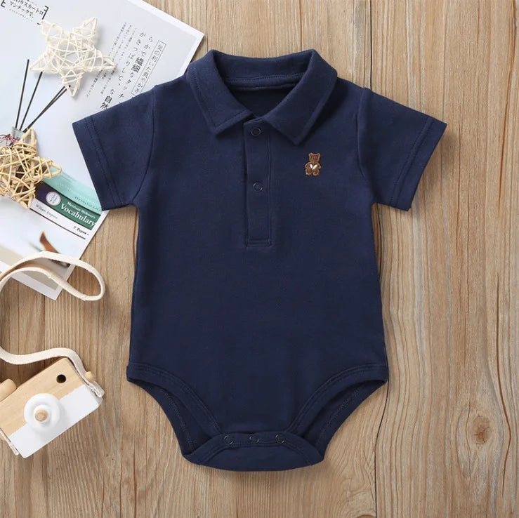 Newborn Baby Boy Romper 0-12 Months 2023 Summer Solid 5 Colours Polo Babe Girl Clothes Jumpsuit