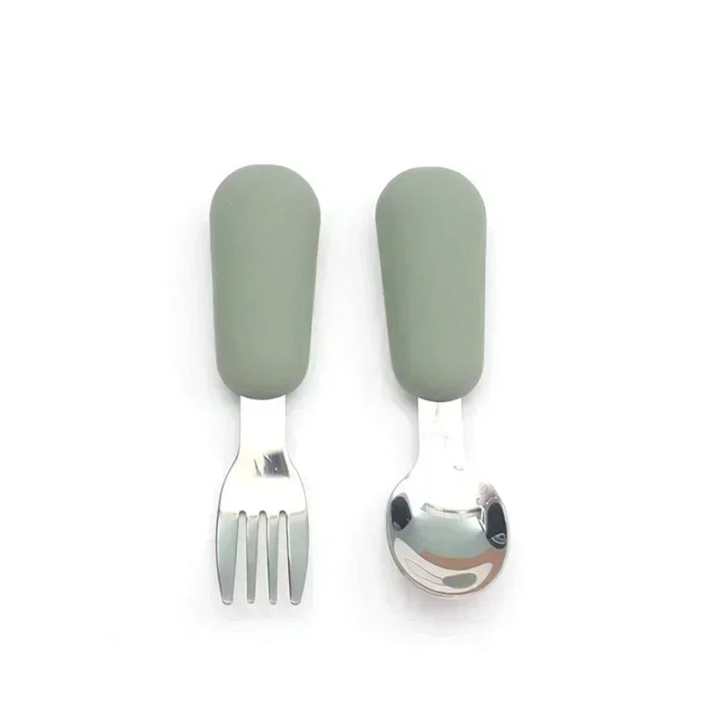 Baby Cartoon Tableware Set Children Utensil Stainless Steel Toddler Dinnerware Cutlery Cartoon Infant Food Feeding Spoon Fork