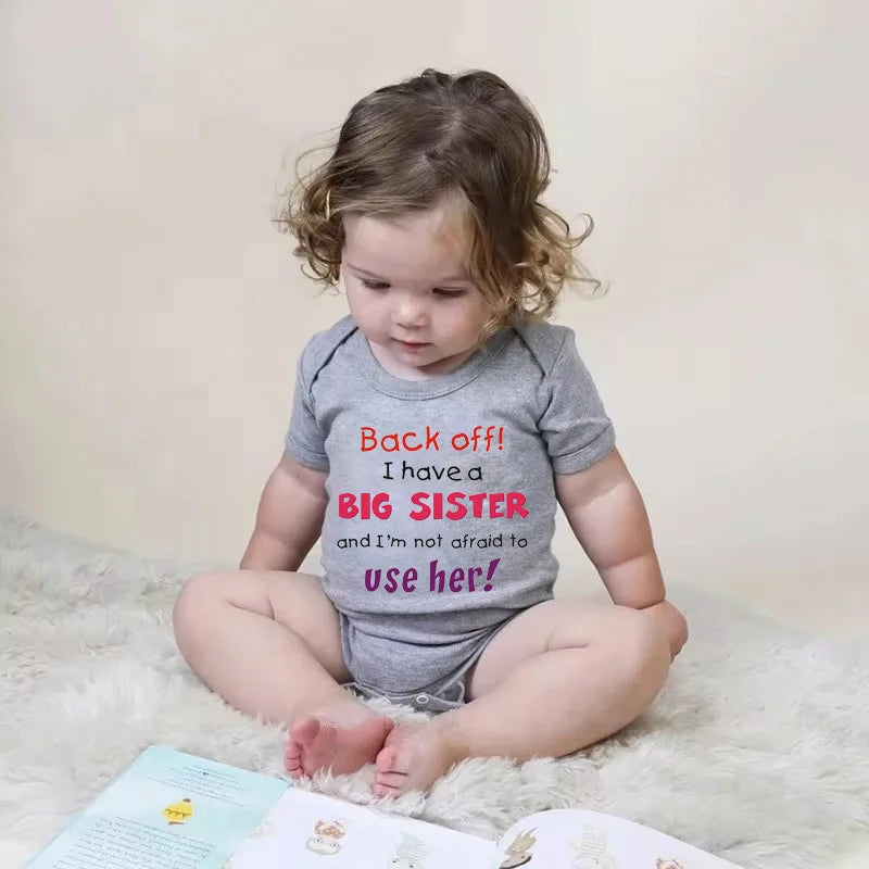 I Have A Big Sister Funny Letter Printed Newborn Baby Bodysuit Short Sleeves Body Baby Boy Onesie Cute Baby Girl Romper Clothes