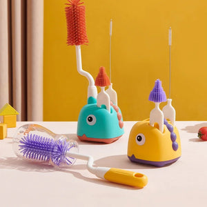 Newborn Bottle Brush Silicone Brush for Baby Bottle Pacifier Cleaning Brush Nipple Dropper Brushes Set with Base Baby Item