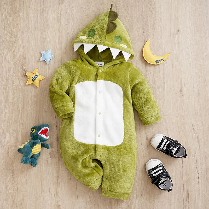 Winter Dinosaur Clothes Spring Flannel Baby Boys Girls Clothing Cartoon 0-18 months Newborn Baby Newborn Long Sleeve Embroidery