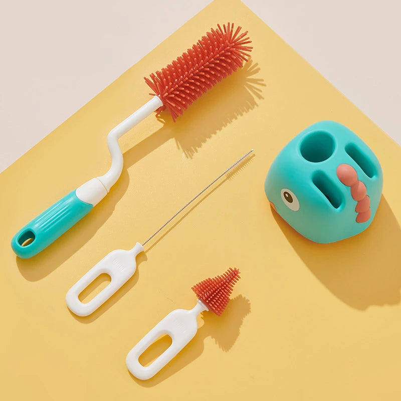 1/2/3pcs Silicone Brush for Bottles 360 Degree Rotation Baby Bottle Pacifier Cleaning Brush Nipple Dropper Brushes Set Baby Item