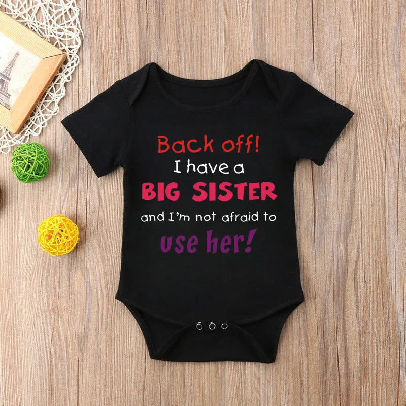 I Have A Big Sister Funny Letter Printed Newborn Baby Bodysuit Short Sleeves Body Baby Boy Onesie Cute Baby Girl Romper Clothes