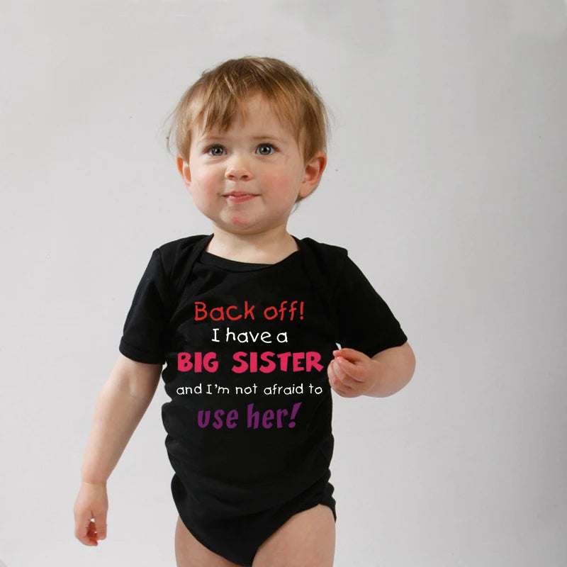 I Have A Big Sister Funny Letter Printed Newborn Baby Bodysuit Short Sleeves Body Baby Boy Onesie Cute Baby Girl Romper Clothes