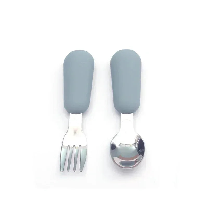 Baby Cartoon Tableware Set Children Utensil Stainless Steel Toddler Dinnerware Cutlery Cartoon Infant Food Feeding Spoon Fork