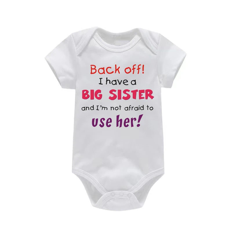 I Have A Big Sister Funny Letter Printed Newborn Baby Bodysuit Short Sleeves Body Baby Boy Onesie Cute Baby Girl Romper Clothes
